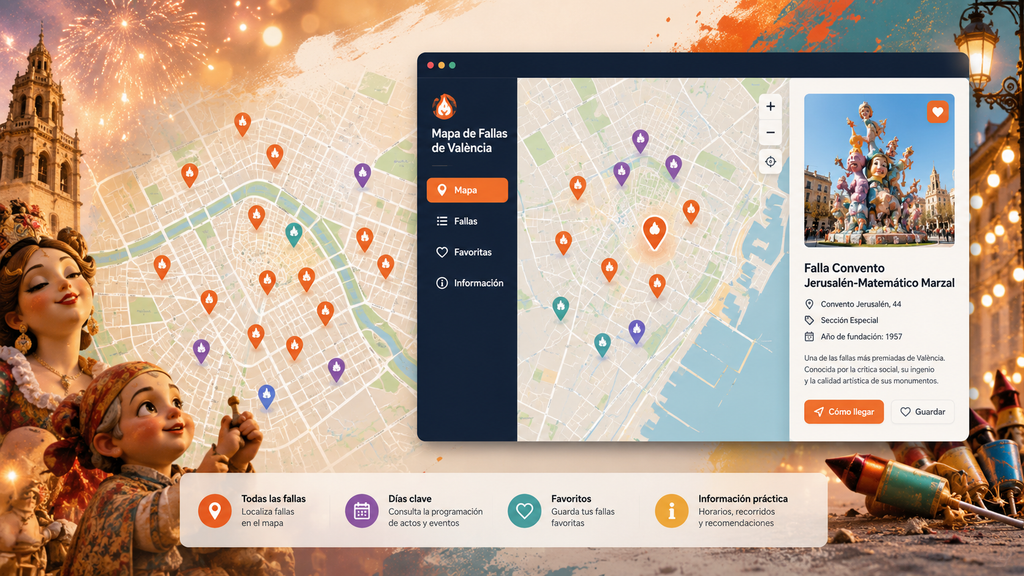 mapa Fallas Valencia creado con Vue Leaflet y Tailwind CSS