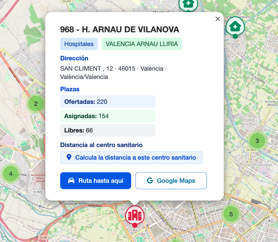 Popup centro sanitario sin distancia