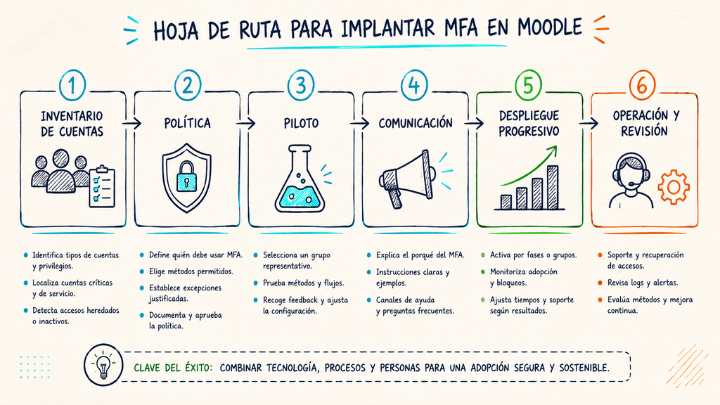 Roadmap de despliegue progresivo de autenticación multifactor en Moodle