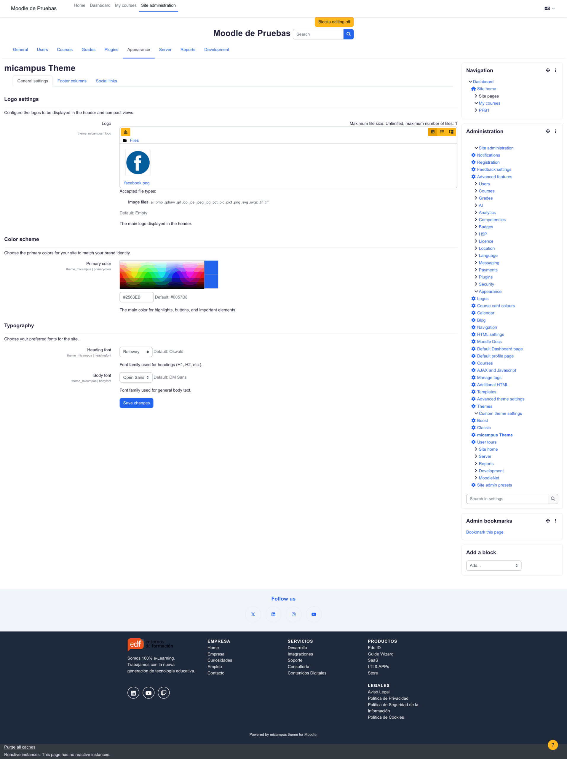Ajustes del theme MiCampus