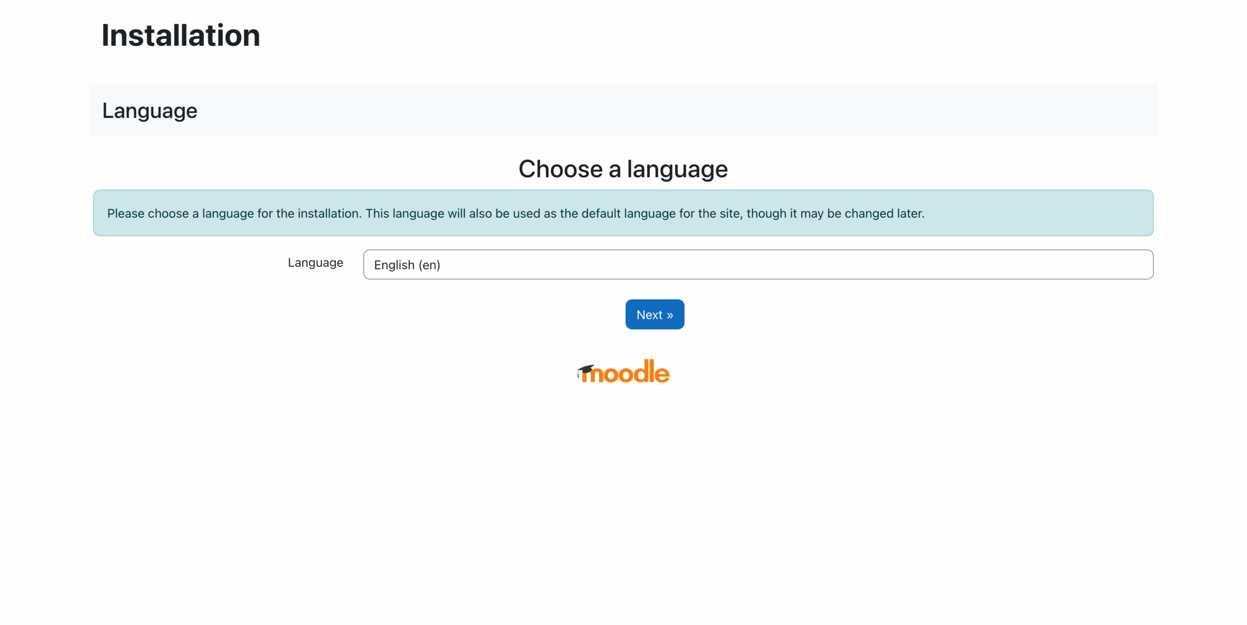 Página principal de la instalación de Moodle