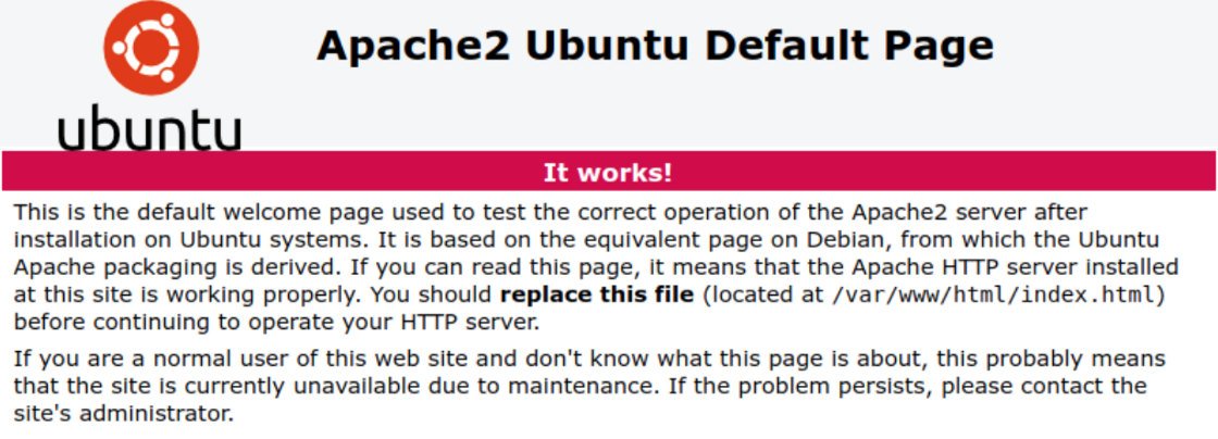 Instalación de Moodle en Ubuntu VPS, comprobación de página por defecto de Apache2