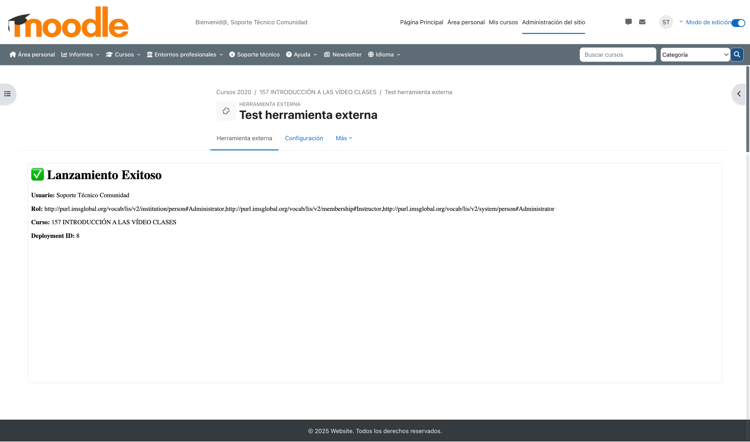Moodle, prueba de herramienta externa LTI 1.3