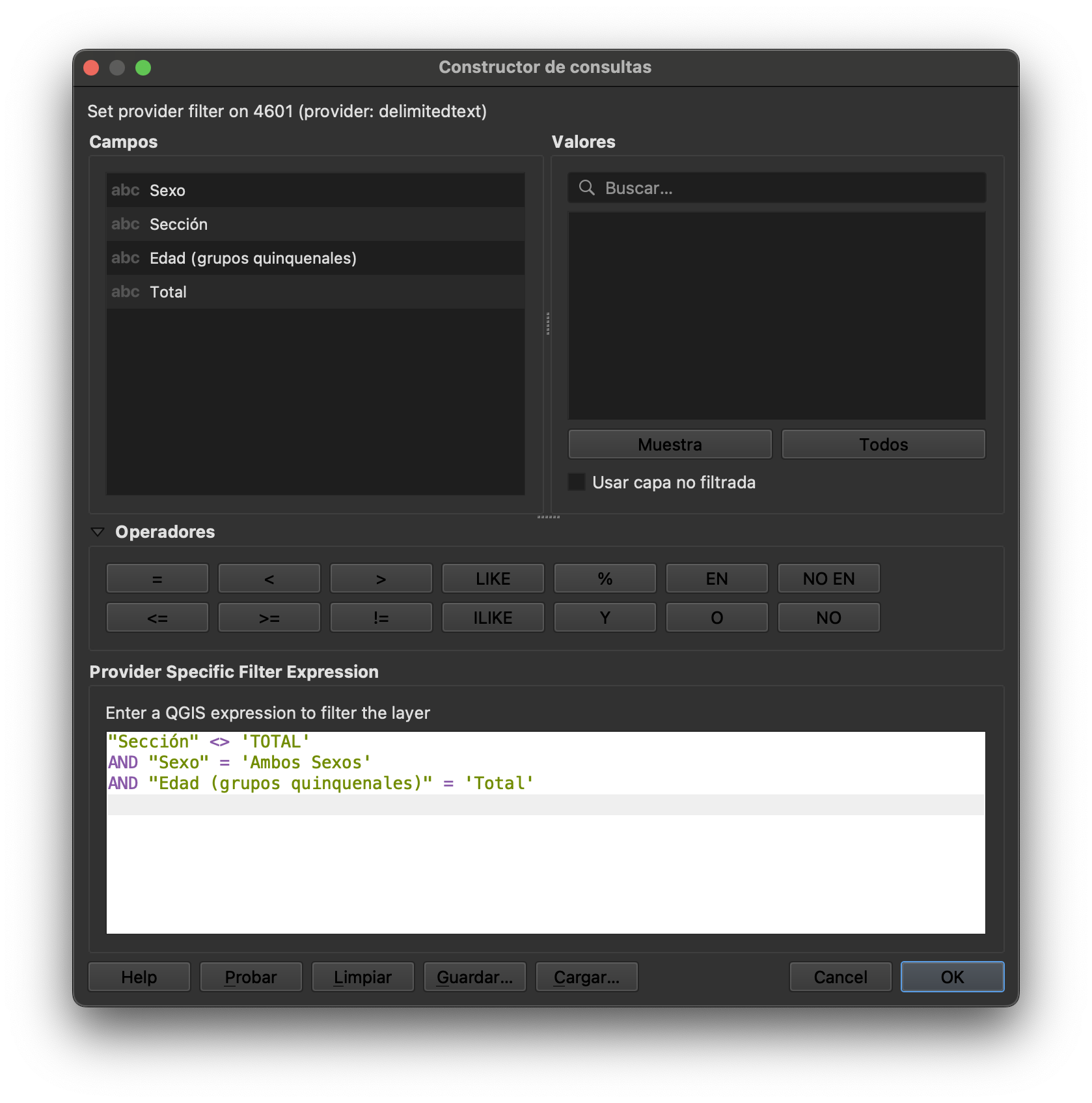 Filtrado de datos en la capa de CSV