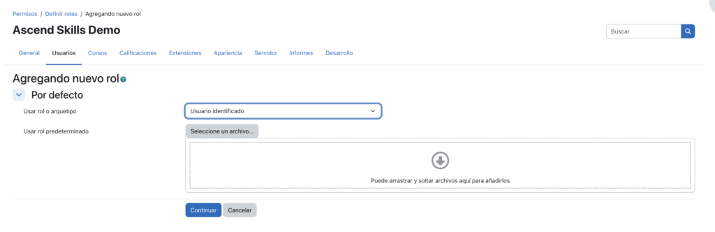 Creación de nuevo rol en Moodle