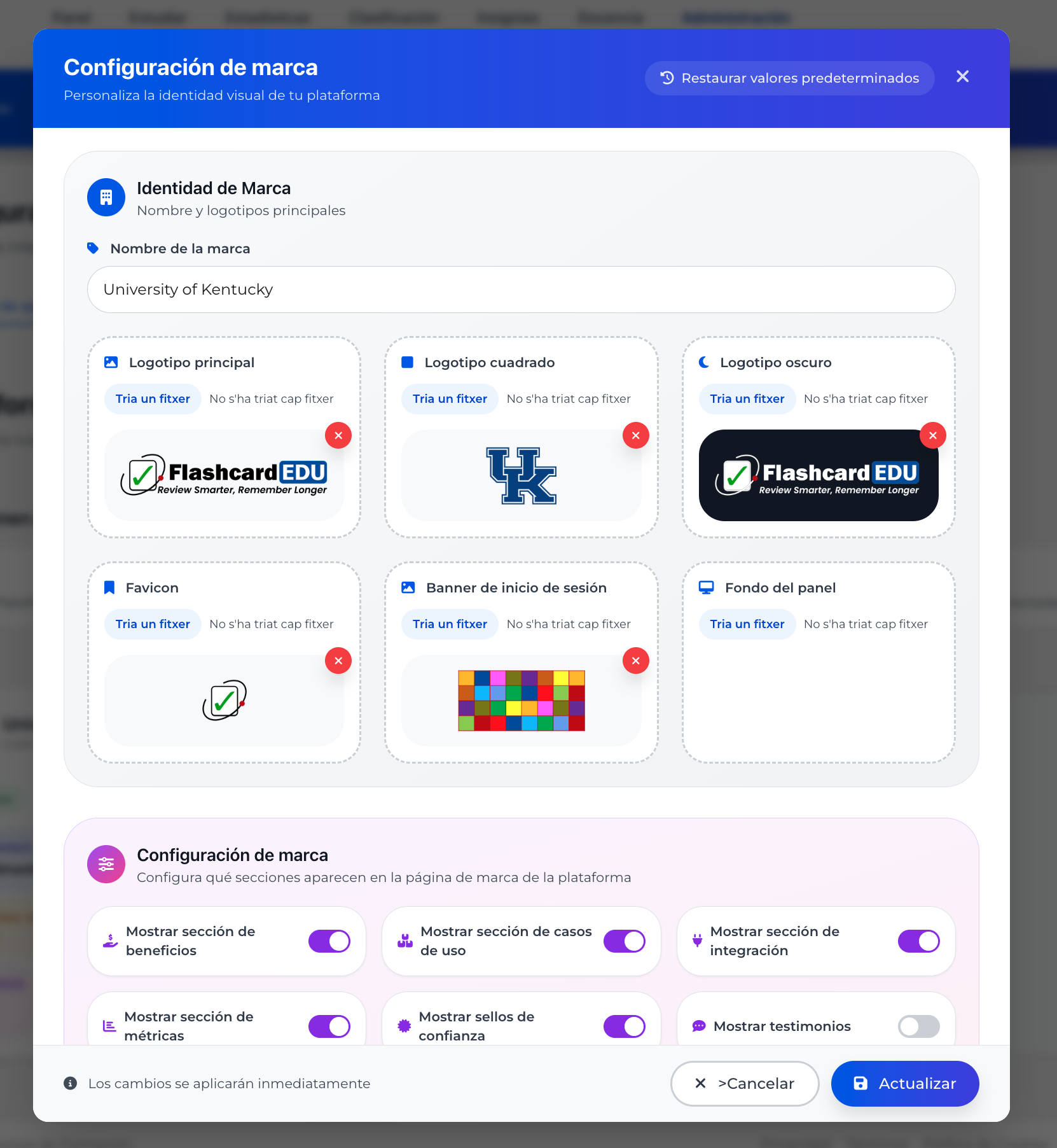 Personalización de Plataforma Educativa en Flashcards