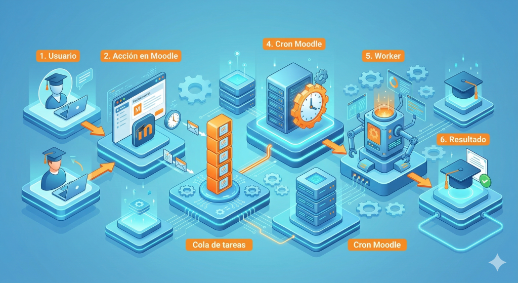 Arquitectura de tareas asíncronas en Moodle Task API