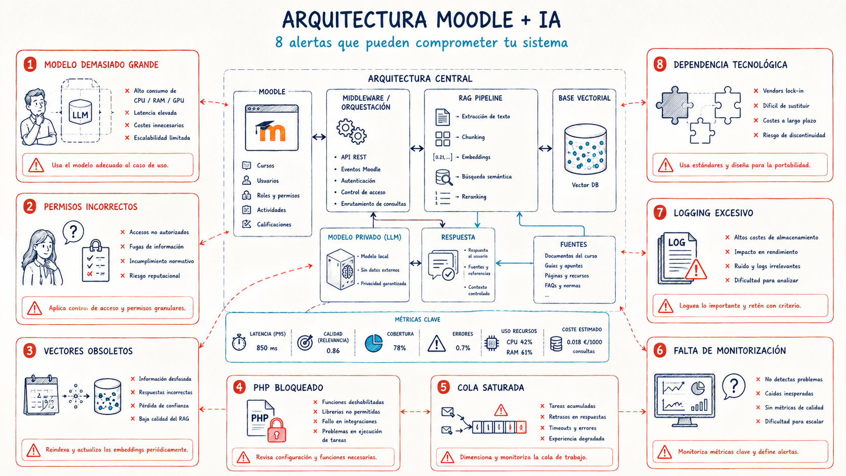 Errores frecuentes al pasar una arquitectura de IA local en Moodle de laboratorio a producción