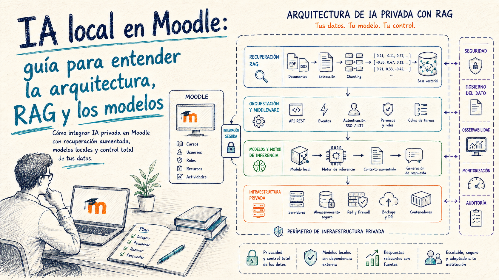 IA local en Moodle: guía para entender la arquitectura, RAG y los modelos