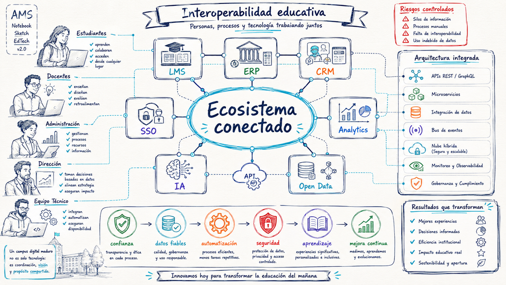 Campus digital interoperable funcionando como ecosistema conectado para estudiantes, docentes y gestión académica