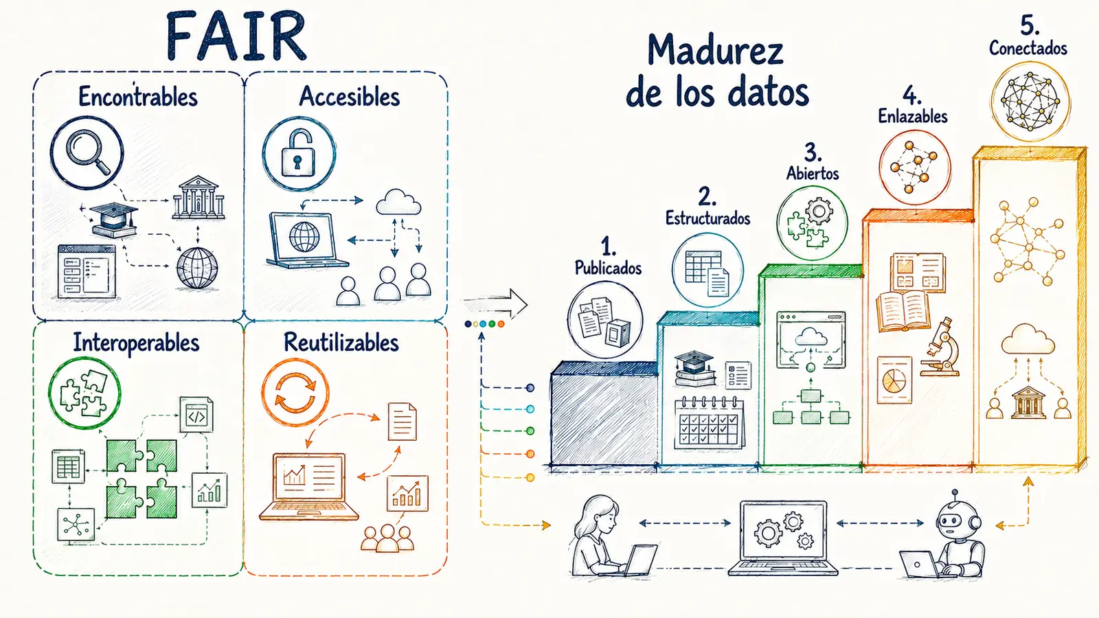 Principios FAIR y modelo de cinco estrellas aplicados a datos abiertos educativos