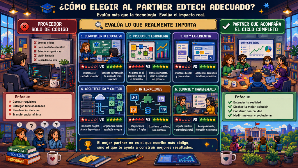 Criterios para seleccionar un partner EdTech especializado en producto y tecnología educativa