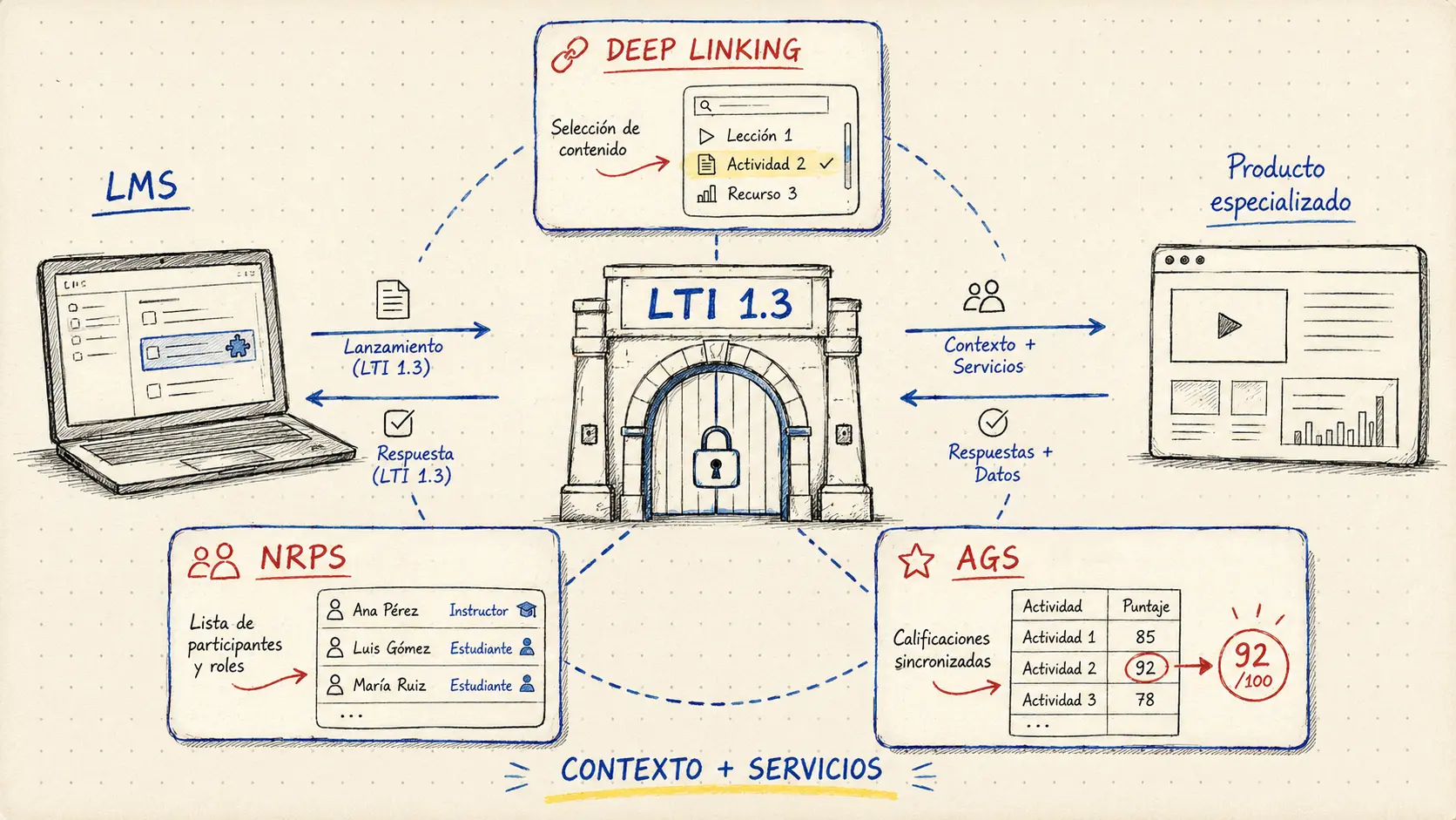 Ilustración AMS Notebook: LTI 1.3: contexto y servicios