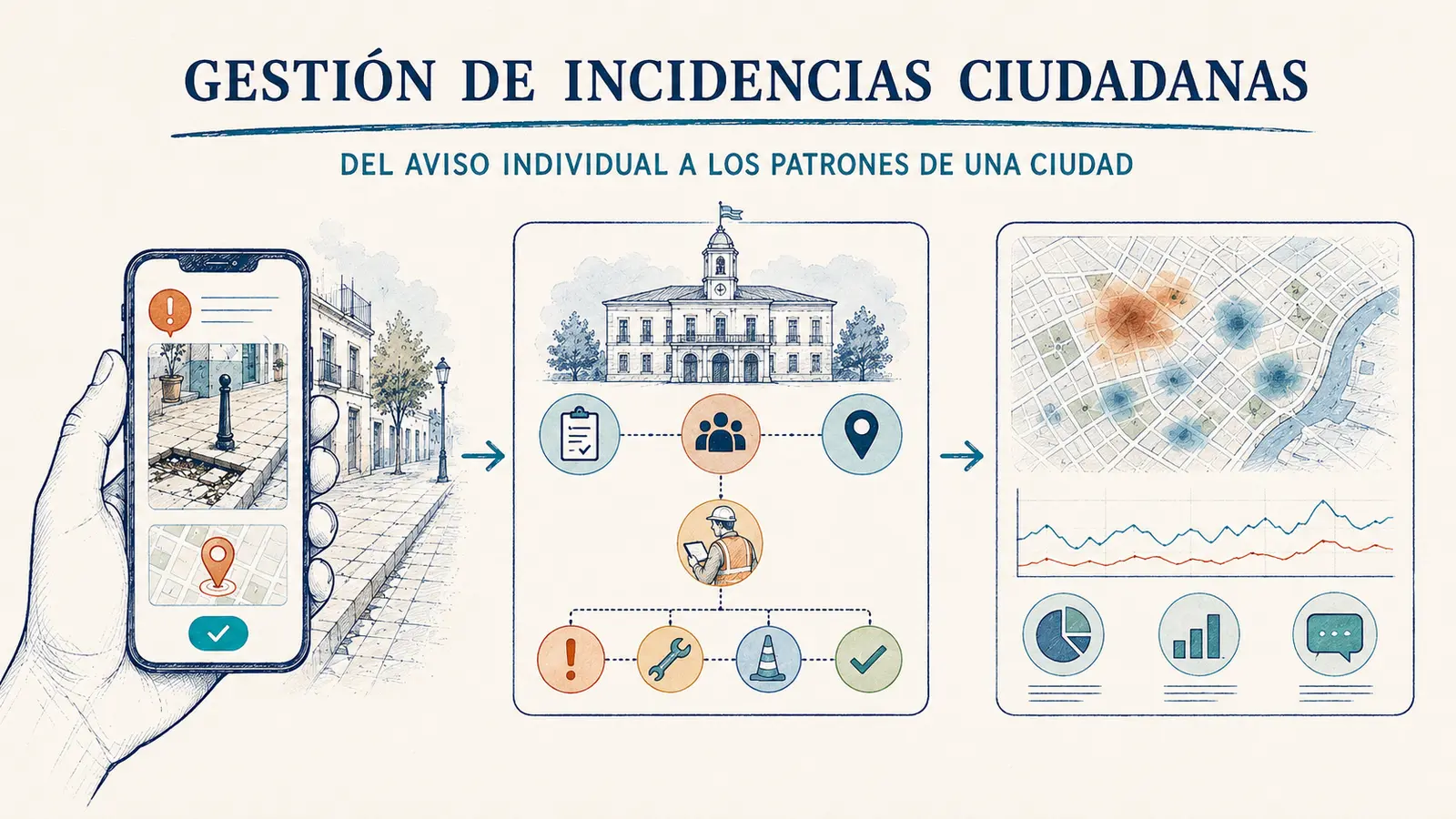 Gestión de incidencias ciudadanas: del aviso individual a los patrones de una ciudad