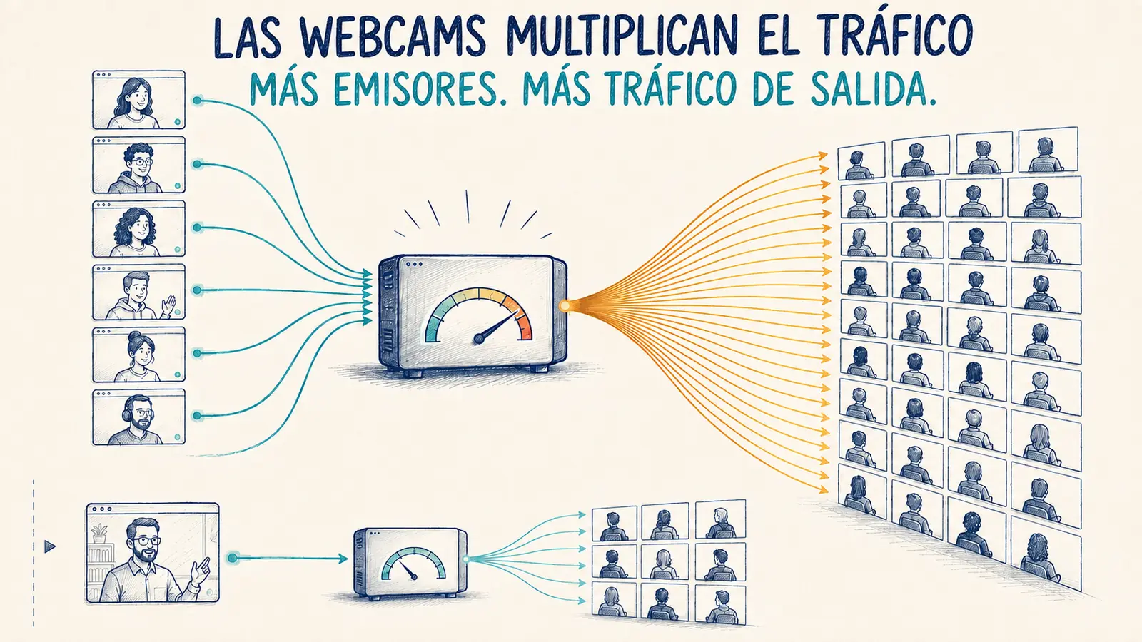 Multiplicación del tráfico de red al compartir varias webcams en BigBlueButton