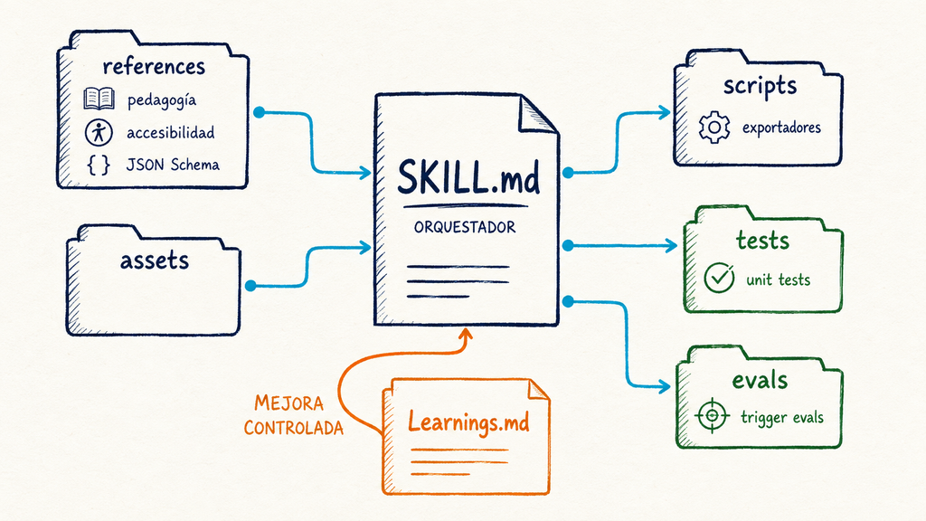 Arquitectura de una Agent Skill para crear bancos de preguntas interoperables